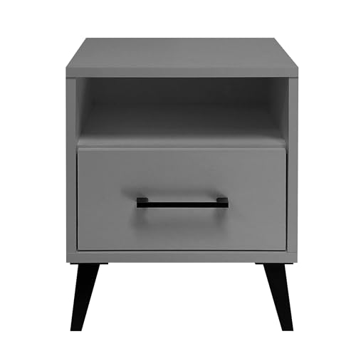 ASF Nachttisch 38x33x45 cm – Anthrazit, modern, Schwarze Griffe und Beine, für Schlafzimmer, Wohnzimmer, Jugendzimmer von ASF