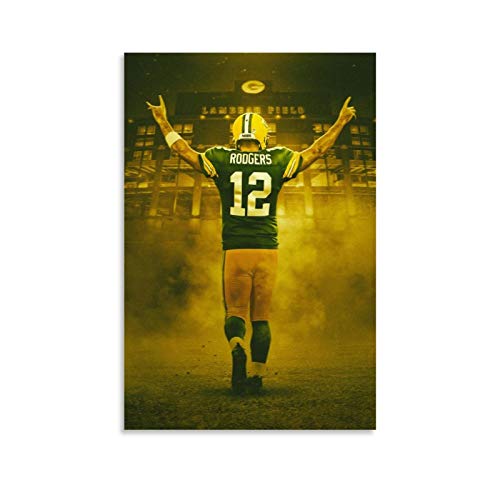 Green Bay Packers – Aaron Rodgers Star Poster auf Leinwand und Wandkunstdruck, modernes Familienschlafzimmerdekor, 40 x 60 cm von ASFDA