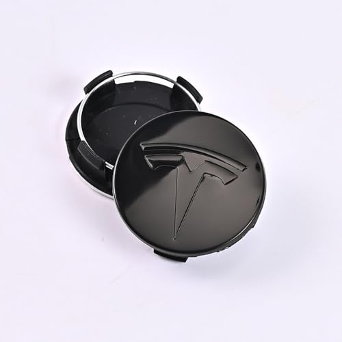 ASFSFF 4 Stück Nabendeckel für Tesla Model 3 (Facelift 2020) 2020-2023, 56mm Logo Radnabenabdeckung Zentralabdeckung Abzeichen Aufkleber passend Schwarz Felgenkappen Ersetzen Kompatibel,J von ASFSFF