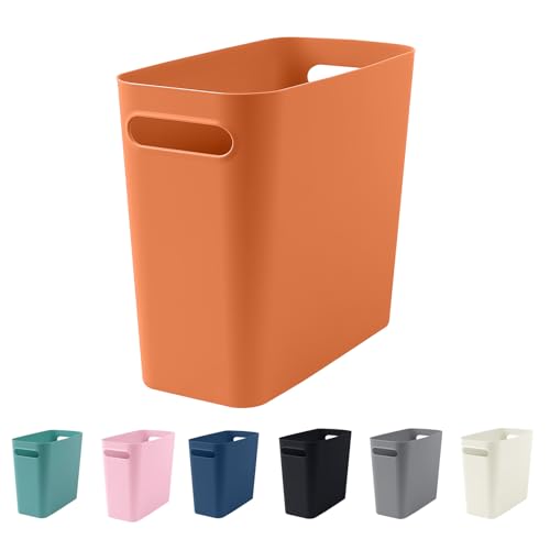 ASFUSS Kleiner orangefarbener Abfalleimer, Kunststoff-Mülleimer, Abfalleimer für enge Räume, Badezimmer, Waschküche, Küchen, Büros, Kinderzimmer, 2,5 Gallonen (Orange) von ASFUSS