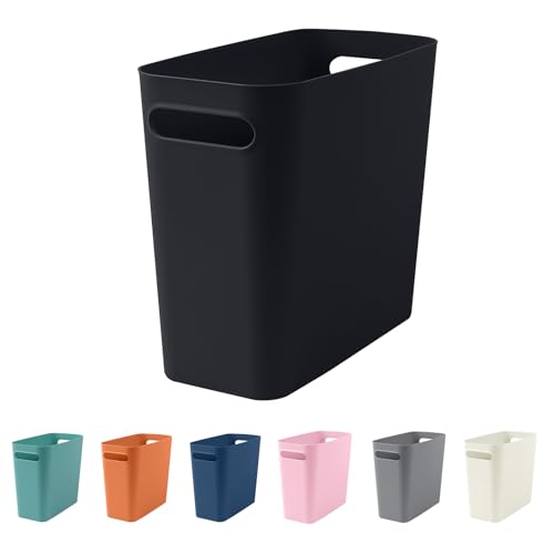 ASFUSS Kleiner schwarzer Abfalleimer, Kunststoff-Mülleimer, Abfalleimer für enge Räume, Badezimmer, Waschküche, Küchen, Büros, Kinderzimmer, 2,5 Gallonen (schwarz) von ASFUSS