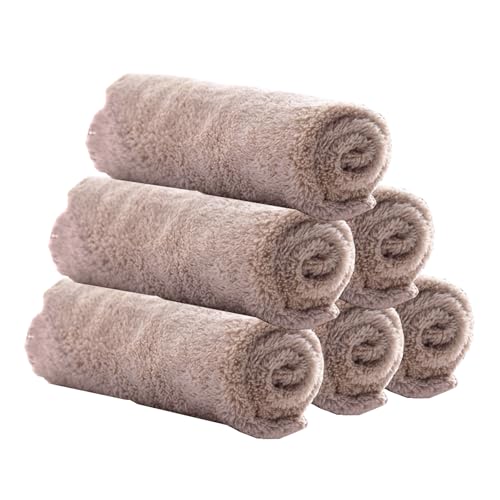 ASFWAGQ 6 Stück Gesicht Waschlappen Mikrofaser Bambus Holzkohle Soft Gesicht Handtücher für Bad Schnelltrocknend Saugstark 30cm x 30cm Grau von ASFWAGQ