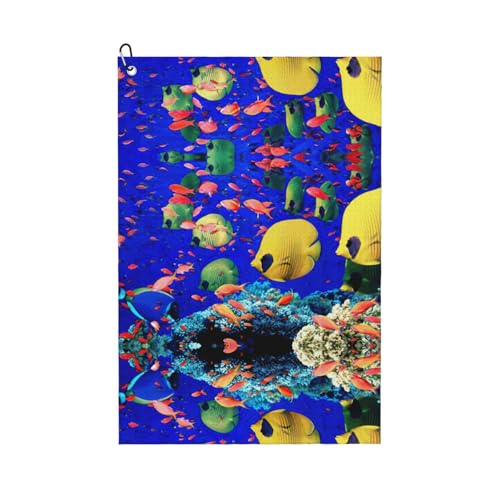 ASFgda Bedruckte Handtücher mit Golfmotiven, Motiv: Meeresfische, Mikrofaser-Handtücher mit Waffelmuster, geeignet für Golftaschen mit Karabinern. ASFgda Bedruckte Handtücher mit Golfmotiven, Motiv: Meeresfische, Mikrofaser-Handtücher mit Waffelmuster, geeignet für Golftaschen mit Karabinern. von ASFgda