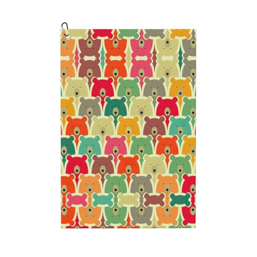 ASFgda Bunte Golf-Bären-Handtücher, Mikrofaser-Handtücher mit Waffelmuster, geeignet für Golftaschen mit Karabinern. ASFgda Bunte Golf-Bären-Handtücher, Mikrofaser-Handtücher mit Waffelmuster, geeignet für Golftaschen mit Karabinern. von ASFgda
