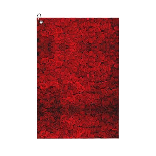 ASFgda Golf-Handtücher, Motiv: rote Rose, Mikrofaser, Waffelmuster, geeignet für Golftaschen mit Karabinern. von ASFgda