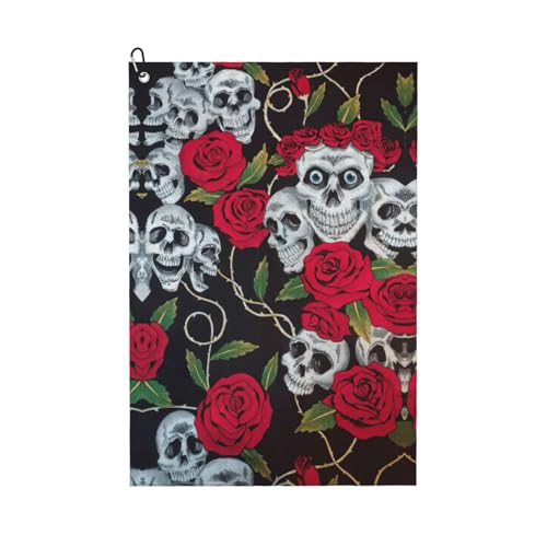 ASFgda Golf-Rosen-Totenkopf-Augen, bedruckte Handtücher, Mikrofaser-Handtücher mit Waffelmuster, geeignet für Golftaschen mit Karabinern. ASFgda Golf-Rosen-Totenkopf-Augen, bedruckte Handtücher, Mikrofaser-Handtücher mit Waffelmuster, geeignet für Golftaschen mit Karabinern. von ASFgda