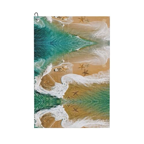 ASFgda Handtücher, Motiv: Golf, Surf, Strand, Seestern, bedruckt, Mikrofaser, Waffelmuster, geeignet für Golftaschen mit Karabinern. ASFgda Handtücher, Motiv: Golf, Surf, Strand, Seestern, bedruckt, Mikrofaser, Waffelmuster, geeignet für Golftaschen mit Karabinern. von ASFgda