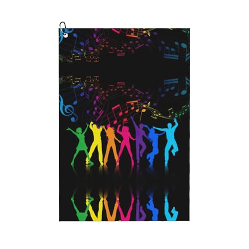 ASFgda Handtücher mit Aufdruck "Golf Dance With Music", Mikrofaser-Waffelmuster, geeignet für Golftaschen mit Karabinern. von ASFgda