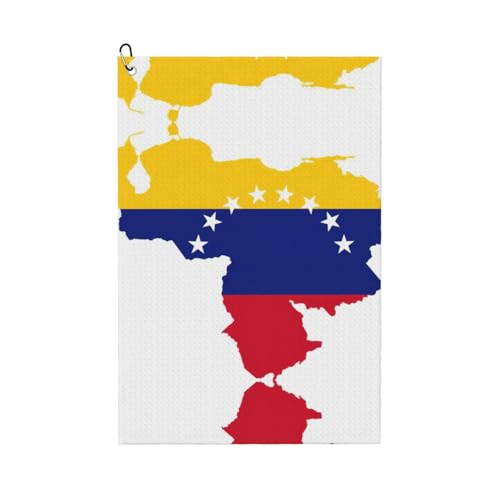 ASFgda Handtücher mit Golf-Flagge von Venezuela, Mikrofaser, Waffelmuster, geeignet für Golftaschen mit Karabinern. von ASFgda