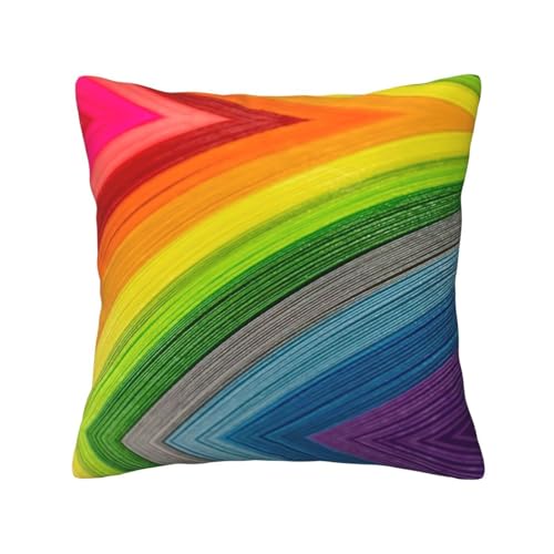 ASFgda Quadratische, regenbogenfarbene gestreifte Kissenbezüge werden für Sofakissen und Kissen verwendet. von ASFgda