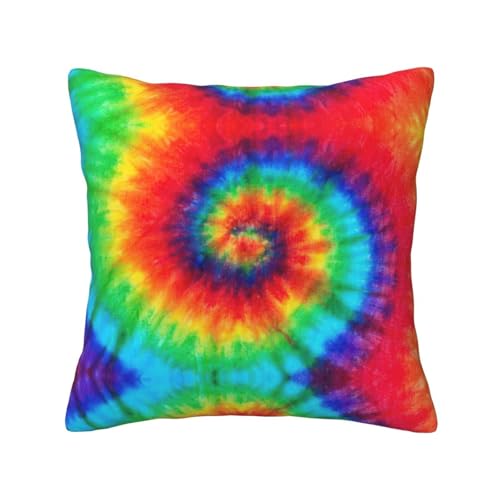 ASFgda Quadratische Batik-Kissenbezüge mit Regenbogen-Aufdruck werden für Sofakissen und Kissen verwendet. von ASFgda