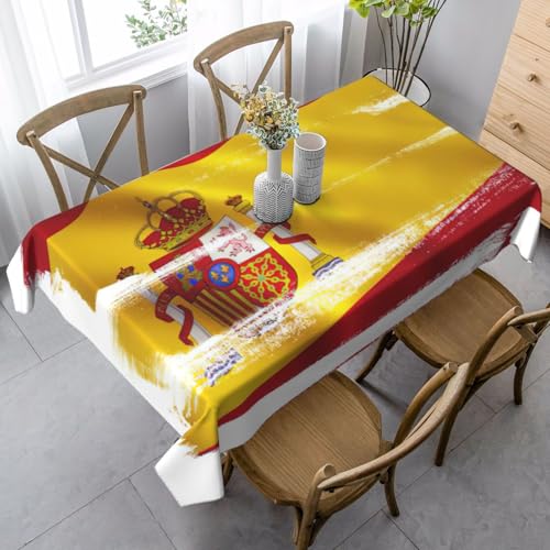 ASFgda Rechteckige Tischdecke mit Spanien-Flagge, 89 x 140 cm, knitterfrei, waschbar, Tischdecke für Essen/Party/Buffet/Hochzeit von ASFgda