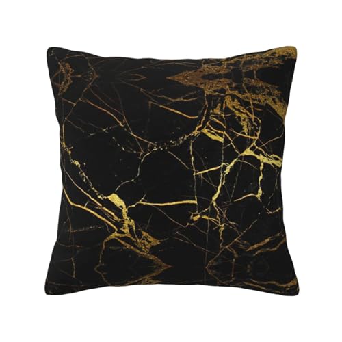 Quadratische Kissenbezüge mit schwarzem und goldenem Hintergrund werden für Sofakissen und Kissen verwendet. von ASFgda