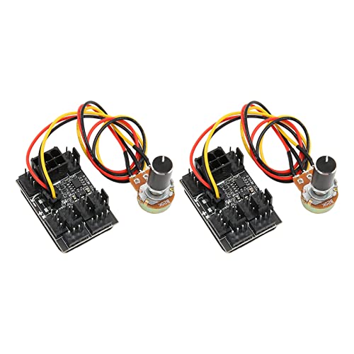 2 Stück PC Lüftersteuerung, 3 poliger 4 poliger Lüfteradapter, PWM Lüfternabe, PC Gehäuselüftersteuerung, PWM PC Gehäuselüfternabe, 8 Wege Splitter + 12 V Geschwindigkeitsregler von ASHATA