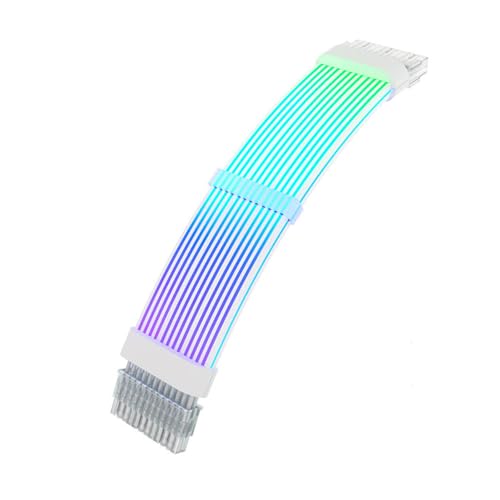 24-poliges ARGB-Erweiterungs-Motherboard-Netzteilkabel, RGB-Stromverlängerungskabel-Kit, ARGB 18AWG Versilberter Draht, Netzteil-Synchronisations-PC-Kabel 265 Mm von ASHATA