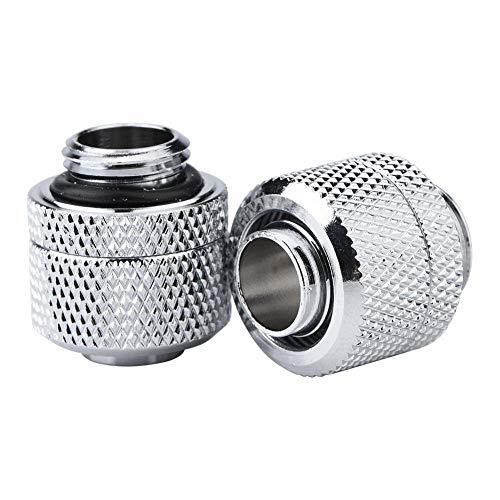 2pcs G1 / 4 Gewinde PC Wasserkühlung Adapter,ASHATA 2 Stücke Messing G1 / 4 Gewinde Two-Touch Computer Water Cooling Fitting Verbinder Adapter,Geeignet für 12.7 mm Außendurchmesser Tube(Silver) von ASHATA