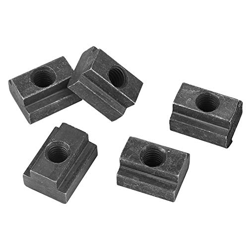 5-teiliges M6-T-Nut-Muttern-Set, Schwarzoxid-Finish M6 Klasse 8,8 Kohlenstoffstahl-T-Nuten-Mutter, durch M6-Gewinde Gewindebohrt von ASHATA