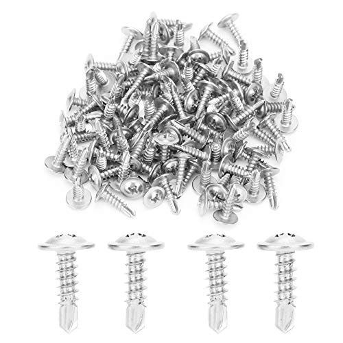 500 Stück Bohrschrauben Selbstschneidende Schrauben,410 Edelstahl Selbstbohrende Schraube Set M4.2x16mm Tek Schrauben Bohrschrauben Kit Set von ASHATA