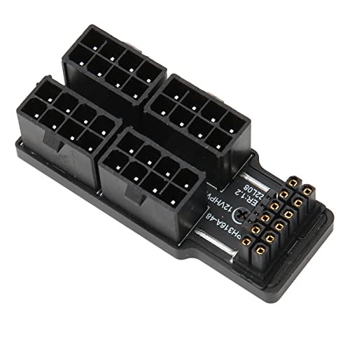 ASHATA 8 Pin Buchse auf 12 Pin Stecker, 180 Grad Winkel Netzteil für Desktop Grafikkarte, PCIe 5.0 180 Grad Anschluss, Netzteilplatine für GPU (PH316 48 Schwarz) von ASHATA