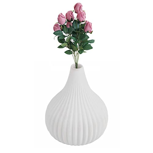ASHATA 10,8cm Weiß Vase Keramik Vasen Blumenvase Deko Dekoration, Moderne Keramikvase Schöne Blumenvase für Wohnzimmer Schlafzimmer Hochzeit Ornament Dekoration(Klein/Weiß) von ASHATA