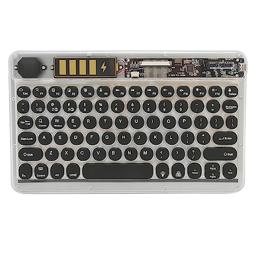ASHATA 10 Zoll Kabellose BT Tastatur mit Bunter Hintergrundbeleuchtung, Wiederaufladbare Tastatur, Runde Tastenkappe für Telefon, Laptop, Tablet (Schwarz) von ASHATA