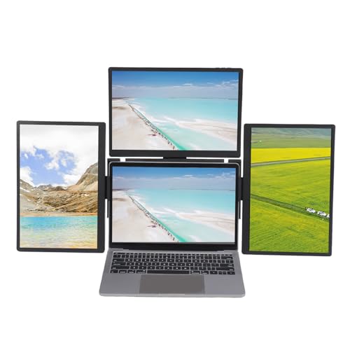 ASHATA 13,3-Zoll-DIY-TRAGBARER HD-DREIFACHER Bildschirm, Multifunktionale Dünne Laptop-Bildschirmverlängerung mit USB3.0, 3x1920x1200IPS, für 11,6-17-Zoll-Laptops von ASHATA