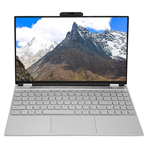 ASHATA 15,6-Zoll-Laptop, Full HD-Laptop-PC, 2,4 G 5 G WiFi Quad Core Quad-Thread 1920 X 1080 180-Grad-Flip-Laptops mit Tastatur mit Hintergrundbeleuchtung (16G+256G EU-Stecker) von ASHATA