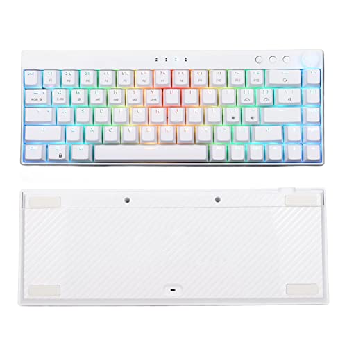 ASHATA 2,4 G Wireless//Wired Mechanische Tastatur, 68 Tasten RGB Hintergrundbeleuchtung 1800 MAh Akku N Key Rollover Weiße Mechanische Gaming-Tastatur, mit Schlüsselabzieher (Linearer von ASHATA