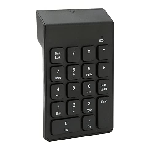 ASHATA 2.4G Wireless Numeric Keypad 18 Keys, Financial Accounting Password Bank Numeric Keypad Numpad for Laptop Notebook Desktop, Black von ASHATA