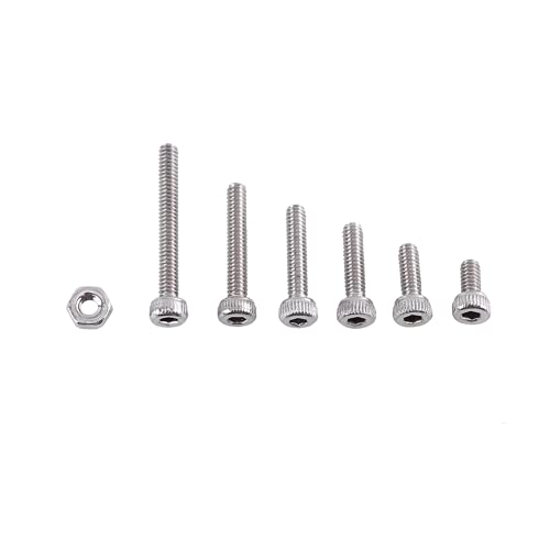 250 Stück M2 Innensechskantschrauben Bolzen, Innensechskantschrauben, mit Sechskantmuttern Sortiment, für Maschinen, Möbel, Reparatur und DIY Erfindungen(A: Kappenkopf) von ASHATA