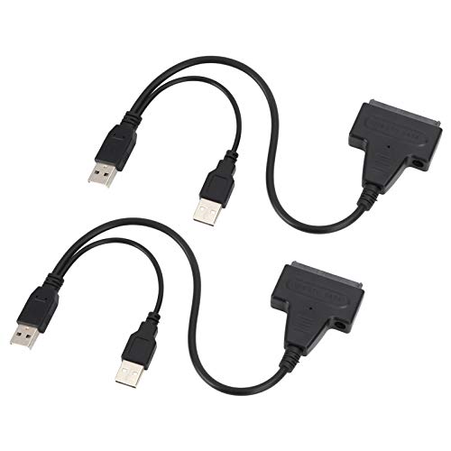 ASHATA 2er Pack 7 + 15-poliges Adapterkabel für zu USB 2.0 Externes Konverter für 2,5-Zoll-SSD/Festplatte, Festplattenlaufwerk 7 + 15-poliges zu USB 2.0 von ASHATA