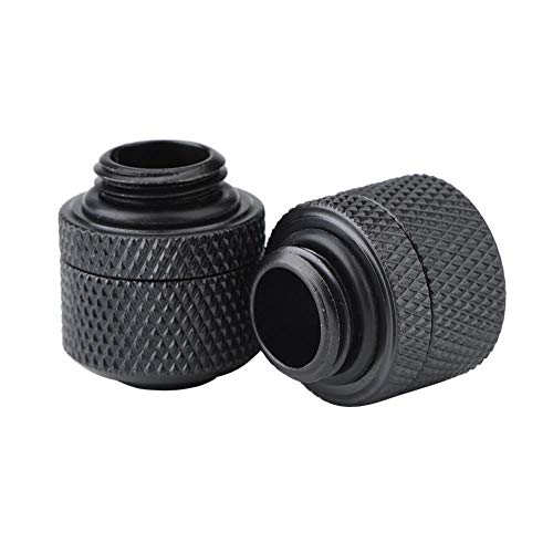 ASHATA 2pcs G1 / 4 Gewinde PC Wasserkühlung Adapter, Messing G1 / 4 Gewinde Two Touch Computer Water Cooling Fitting Verbinder Adapter,Geeignet für 12.7 mm Außendurchmesser Tube(Black) von ASHATA