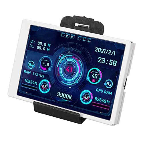 ASHATA 3,5 Zoll IPS Computer Temperaturmonitor, USB Bildschirm, CPU, HDD Datentemperaturanzeige, Sensorpanel Temperaturanzeige mit Ständer (Weiß) von ASHATA