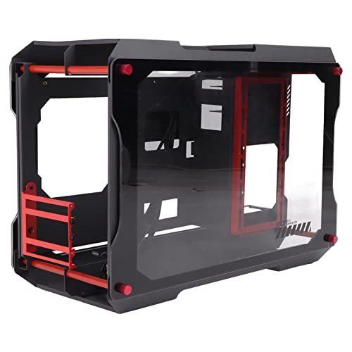 ASHATA ATX Mid-Tower-Computergehäuse,Mid-Tower-M-ATX-Gehäuse Motherboard-Gehäuse Gaming-PC-Gehäuse Vollständig Transparent Offen,für Desktop,Haltbares Gehärtetes Glas (Black) von ASHATA