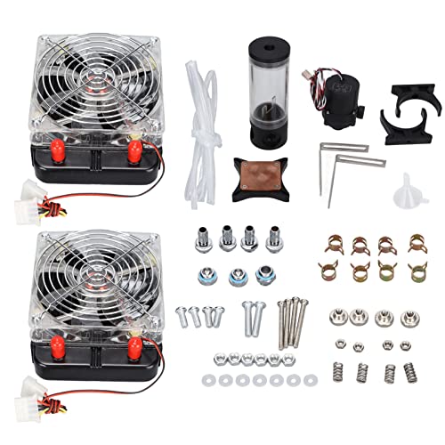 ASHATA Computer-Wasserkühlungs-Kit, Dual-CPU/GPU 120-mm-Pagode-Wasserablass, Pumpe/Reservoir-Kombination, 2 X LED-Lüfter-Kühlkörper DIY-Tool, PC-CPU-Wasserkühler von ASHATA