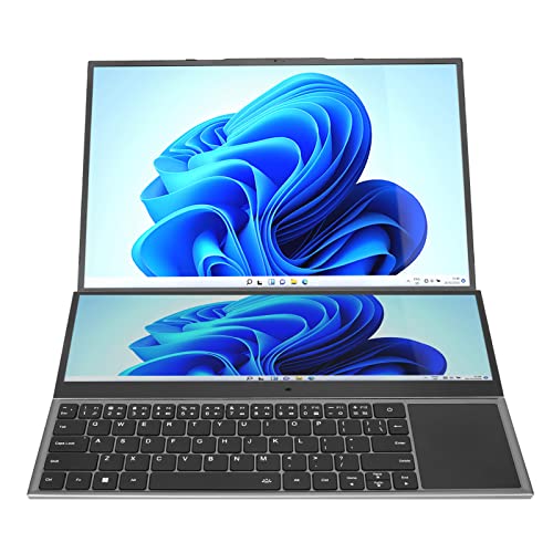 ASHATA Dual-Screen-Laptop, Touchscreen-Laptop 16 Zoll mit 14-Zoll-Zusatzanzeige, Doppelbildschirme für Win11 für Intel Core I7 8 GB DDR4 RAM 1 TB PCIe NVMe M.2 SSD-Laptop von ASHATA