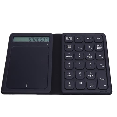 ASHATA Faltbare Ultra -dünne Bluetooth -Nummernpad, Faltbare 2,4 -g -drahtlose Numerische Tastatur mit Displayrechner und Touchpad mit PU -Lederhülle für Tablet -Laptop von ASHATA