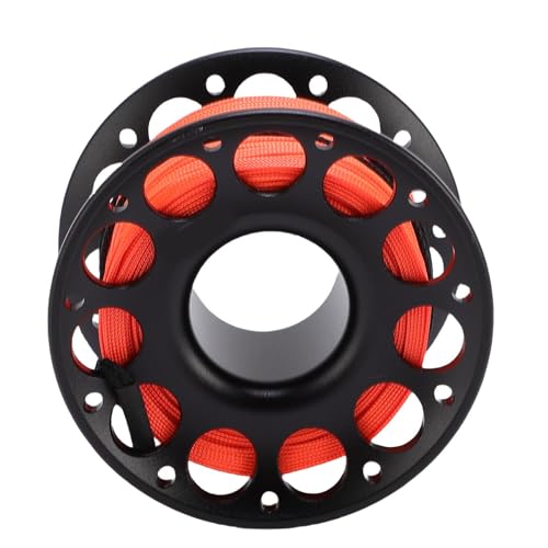 ASHATA Fingerspulenrolle, Sicherer Betrieb von Luftfahrt Aluminium Tauchrolle mit Doppelten Haken für den Außenbereich (Black) von ASHATA