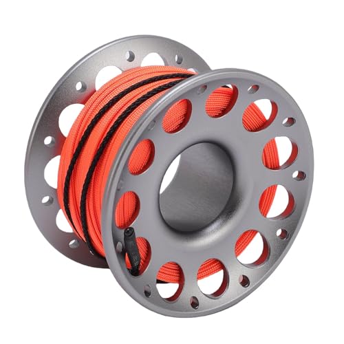 ASHATA Fingerspulenrolle, Sicherer Betrieb von Luftfahrt Aluminium Tauchrolle mit Doppelten Haken für den Außenbereich (Grey) von ASHATA