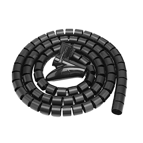 ASHATA Flexibler Spiralschlauch-Kabel-Organizer, Drahtwickel-Kabelschutz mit Reißverschluss-Lösung, Verhindert Staub, Einfach zu Bedienen, Ideal für Zuhause und Büro (Black) von ASHATA