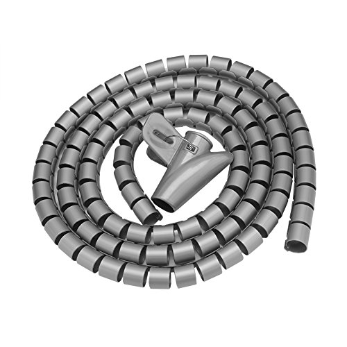 ASHATA Flexibler Spiralschlauch-Kabel-Organizer, Drahtwickel-Kabelschutz mit Reißverschluss-Lösung, Verhindert Staub, Einfach zu Bedienen, Ideal für Zuhause und Büro (Silver) von ASHATA