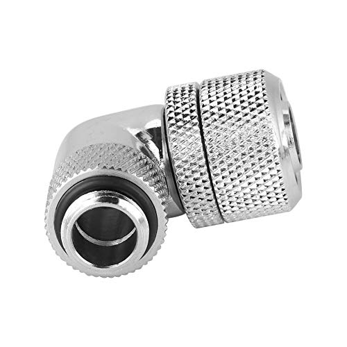 ASHATA G1/4 Gewinde Wasserkühlung Anschluss Dickes Rohr 90 ° Rechtwinkliger Winkel Wasserkühlrohr 2 Punkte Gewinde (Silver) von ASHATA
