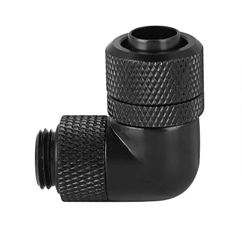 ASHATA G1/4 Gewindewasserkühlungsarmatur Dünnrohr 90 ° Rechtwinkliger Winkel Winkelwasserkühlrohr 2 Punkte Gewindewasserkühlarmatur (Black) von ASHATA