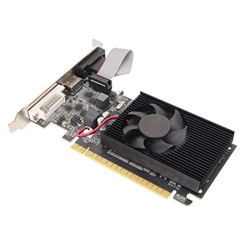 ASHATA GT210 1G DDR3 PCI Express 2.0 X16 Grafikkarte, 64 Bit HD Multimedia Schnittstelle, DVI, VGA, Desktop Grafikkarte für PC Arbeiten, Videospiel Grafikkartenchip von ASHATA