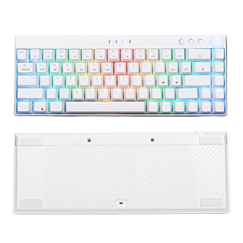 ASHATA Gaming-Tastatur, 68 Tasten, Kabellos, Mechanisch, Mechanisch, RGB, DREI Modi, Hintergrundbeleuchtung, 1800-mAh-Batterie, Weiß, Mechanische Gaming-Tastatur, 3.0/5.0/Typ-C, von ASHATA