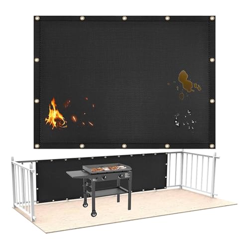 ASHATA Grill Hitzeschutzmatte, BBQ Wandschutz Fiberglas Grillzaunschutz mit Silikonbeschichteter Oberfläche, Wasser- und ölbeständig für Außengrills und Deckgeländer (3 * 6ft) von ASHATA