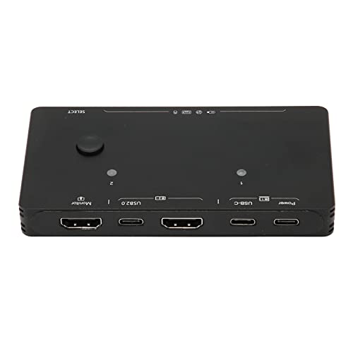 ASHATA HD-Multimedia-Schnittstelle TYP C KVM-Switches 2 in 1 Out Unterstützen 4K 60 Hz 10 Gbit/s 100 W PD Power KVM-Switcher für 2 Computer von ASHATA