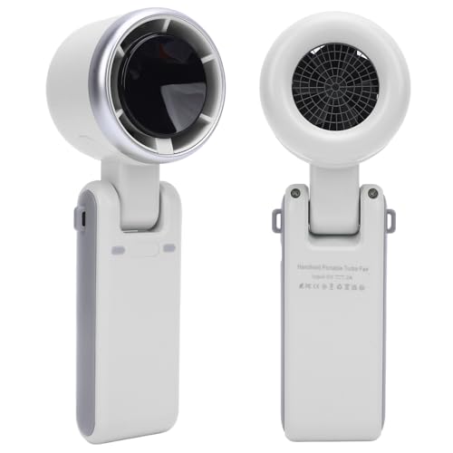 ASHATA Handheld Lüfter, Tragbarer Lüfter USB Wiederaufladbar mit 3600mAh Akku, 5 Geschwindigkeits Verstellbarer, Bürstenloser Motor für den Sommer Im Freien (WHITE) von ASHATA