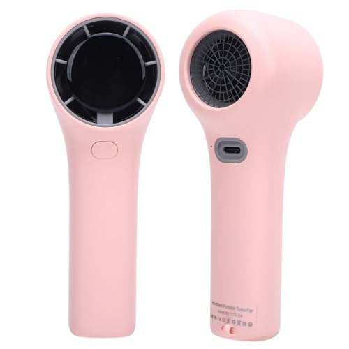 ASHATA Handheld Tragbarer Lüfter, Lüfter USB Wiederaufladbar mit 5 Geschwindigkeiten, 3000mAh Akku und Digitalanzeige für Reisecamping Outdoor Aktivitäten (PINK) von ASHATA