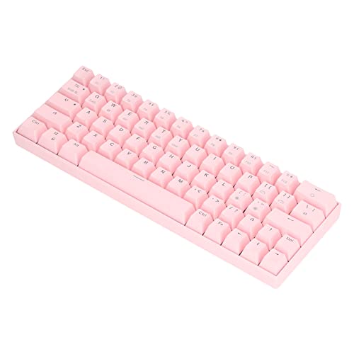 ASHATA Kabellose Mechanische Tastatur mit 3 Modi, N-Tasten-Rollover, 64 Tasten, Mechanische RGB-Tastatur, 2,4 G Kabellose Typ-C-kabelgebundene Mechanische Tastatur, Pink (Roter Schalter) von ASHATA